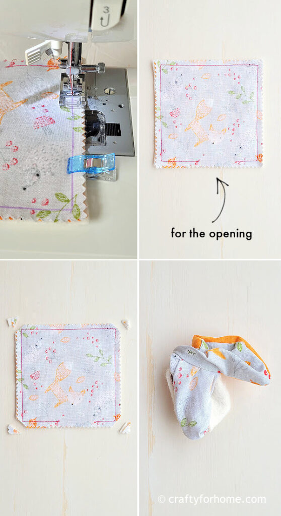 Sewing square fabrics.