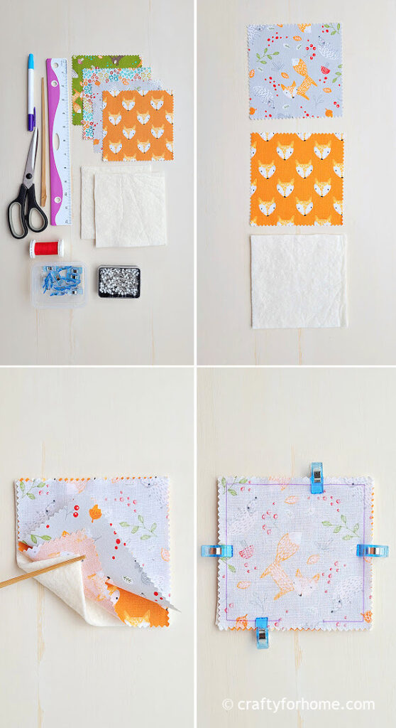 Square fabric for coasters.