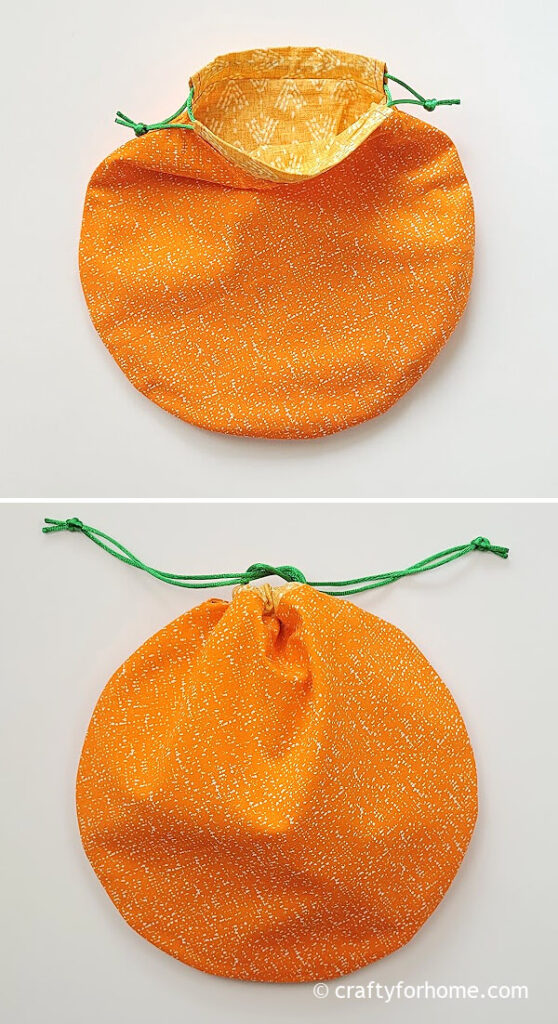 DIY drawstring bag from fabric for trick and treat.
