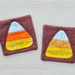 Candy Corn Applique Coaster From Fabric Scraps.