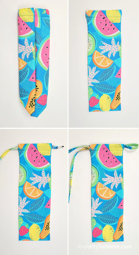 Inserting fabric string to the casing.