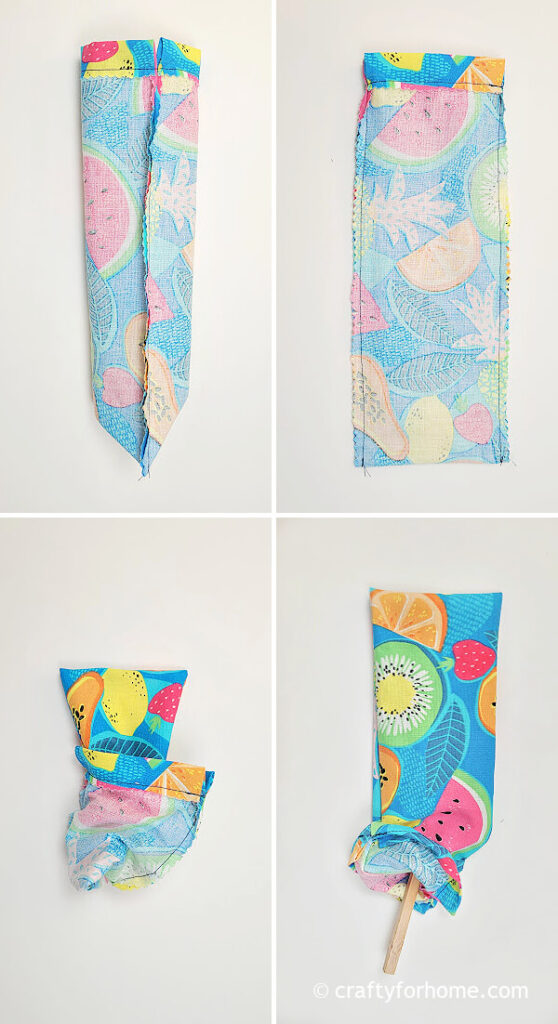 Pouch from blue fabric.