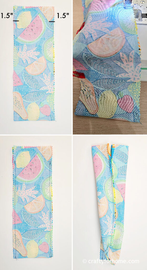 Sewing the casing for the string.