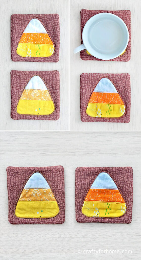 Two Candy Corn Coasters.