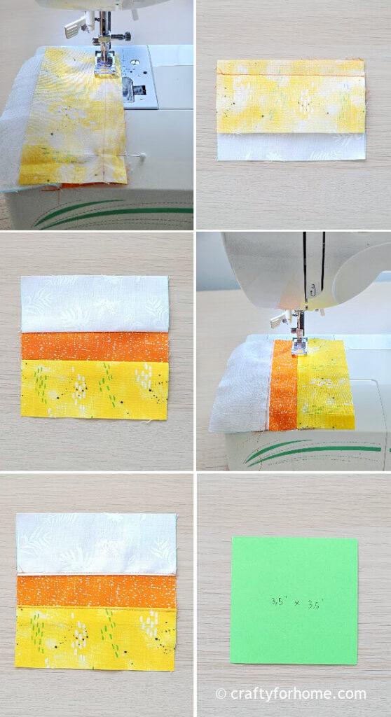 Yellow, orange, white fabric patchwork.