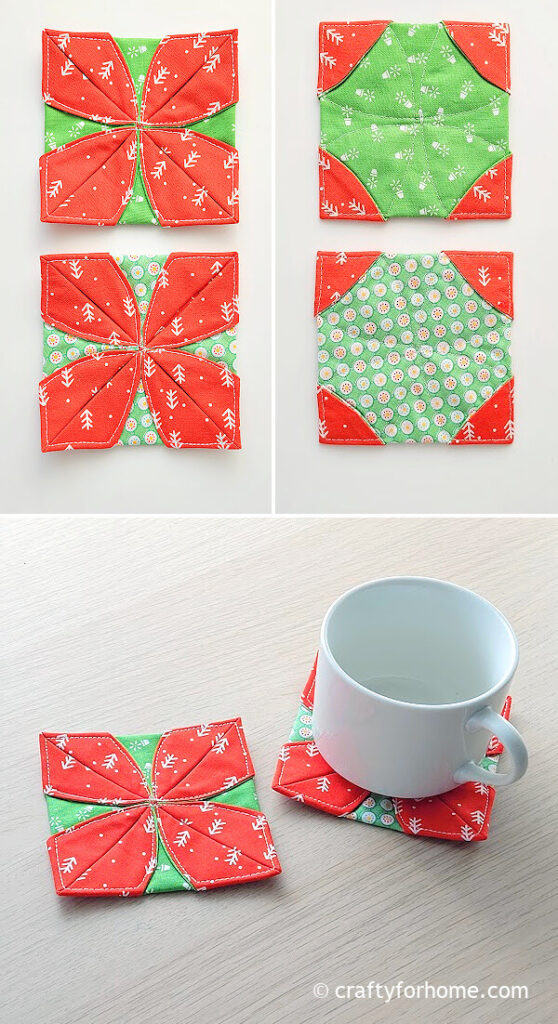 Christmas coaster with white mug.