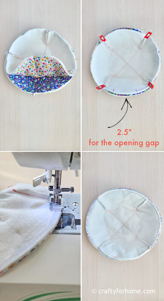 Sewing the round fabric edge.