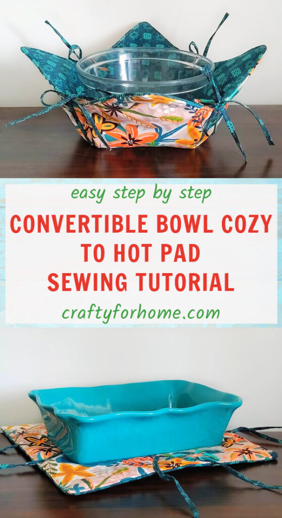 Oversized Hot pad Bowl Cozy From Blue Fabric.