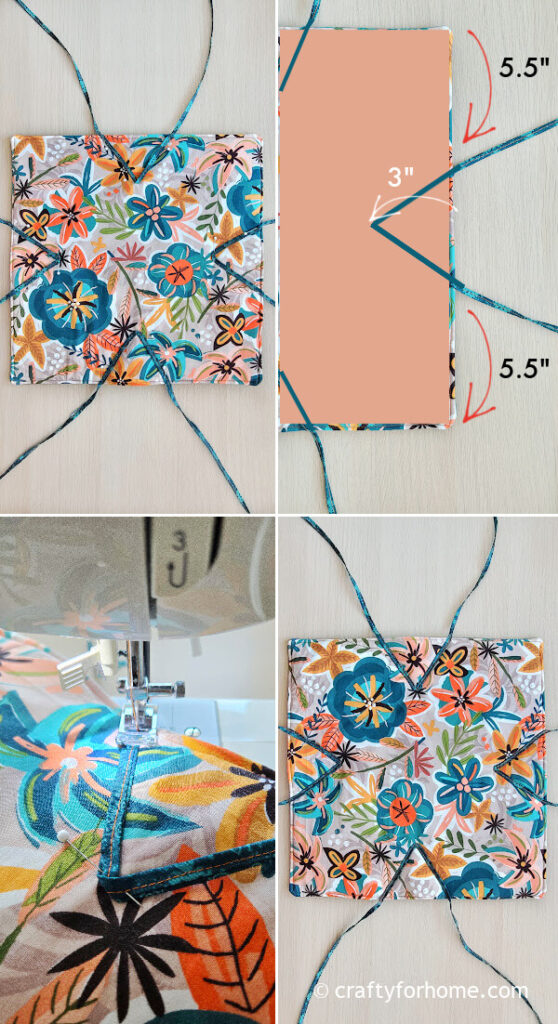 Sewing fabric string to the pad.