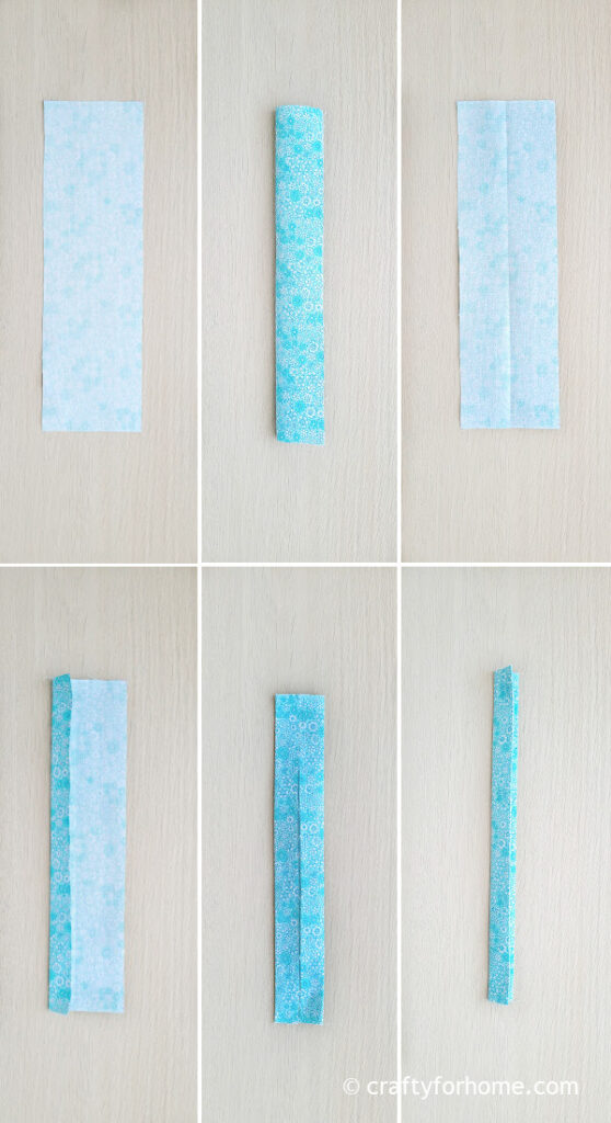 Blue fabric strips.