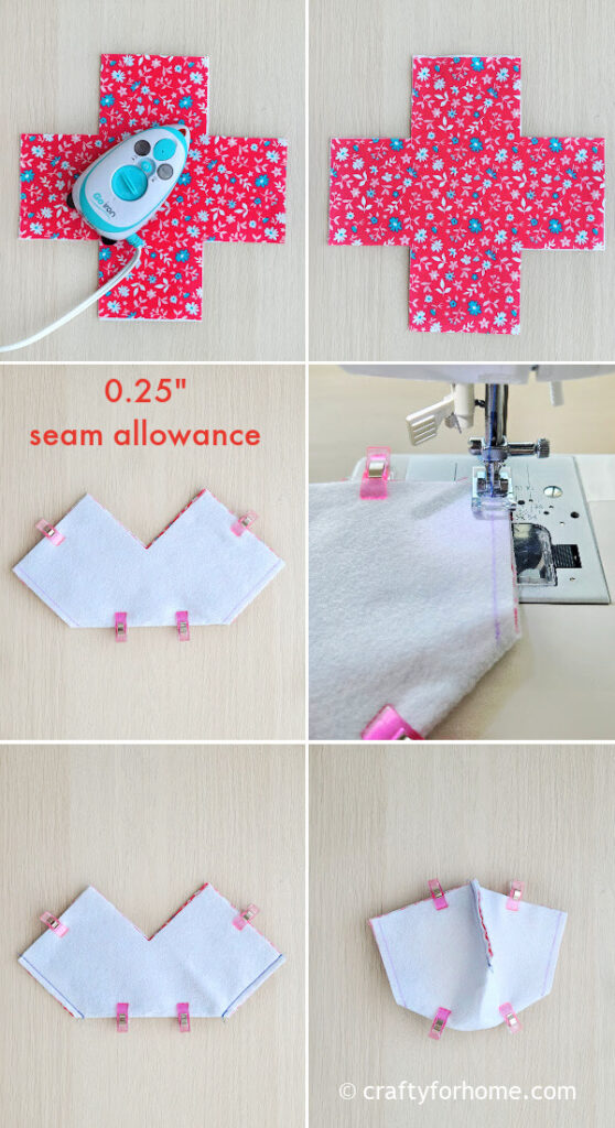 Sewing corner on the square fabric.