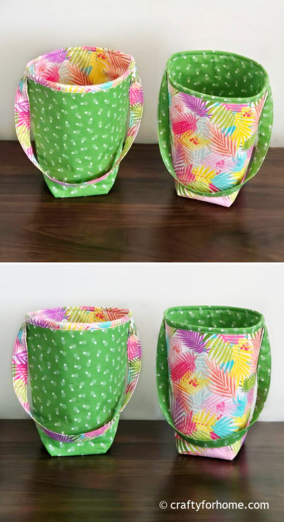 Fabric Easter basket from green fabric.