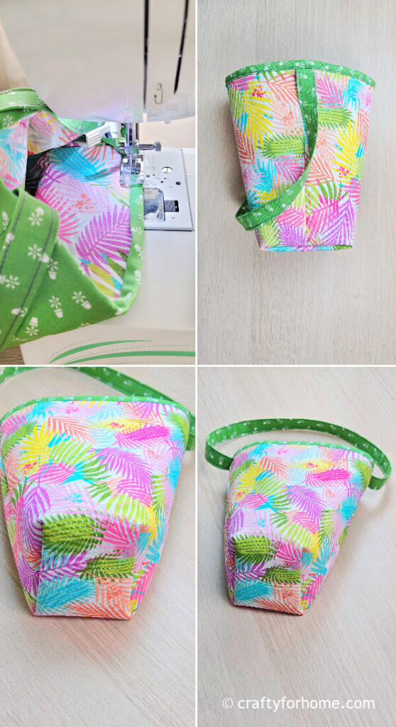 Fabric basket with box corner.