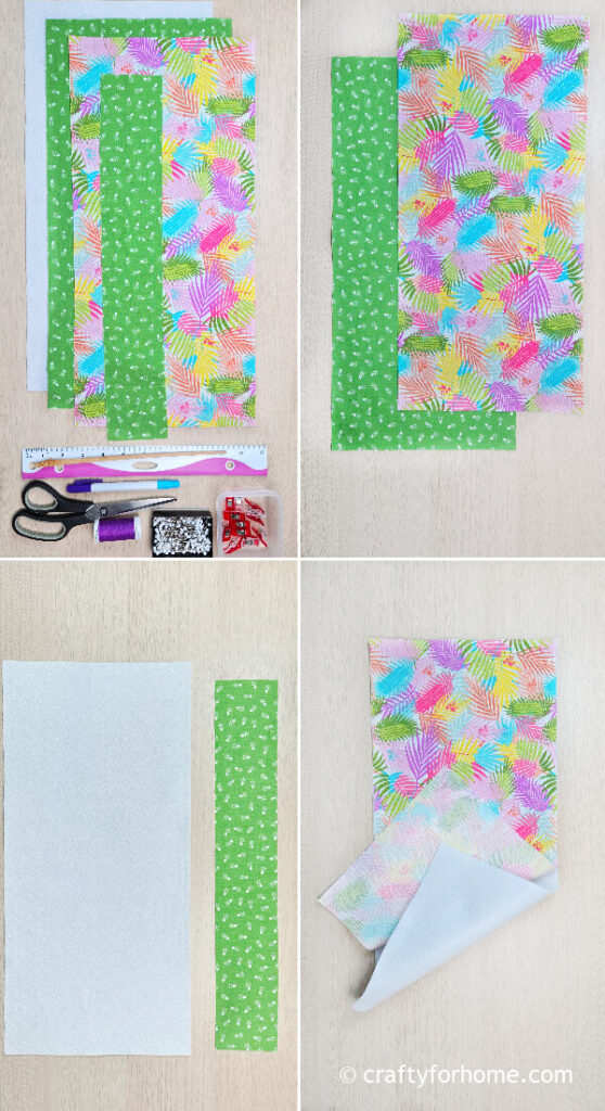 Green and colorful fabrics.