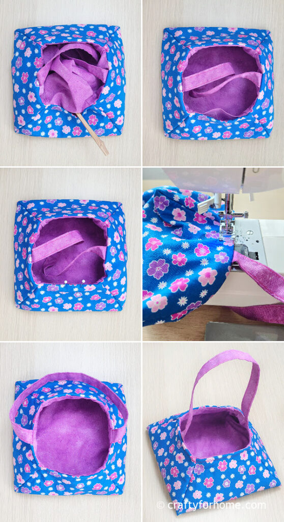 Blue and purple trapezoid basket.