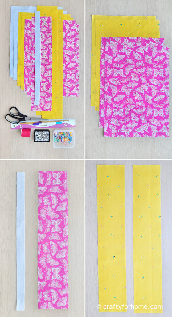 Pink and yellow fabric.