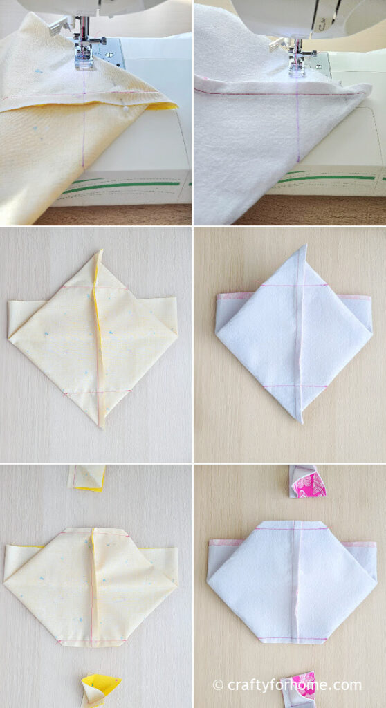 Sewing the box corner.