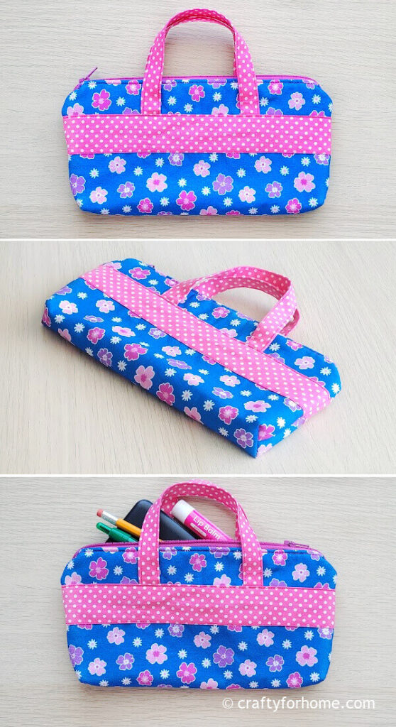 Blue Pencil Bag From Fabric.