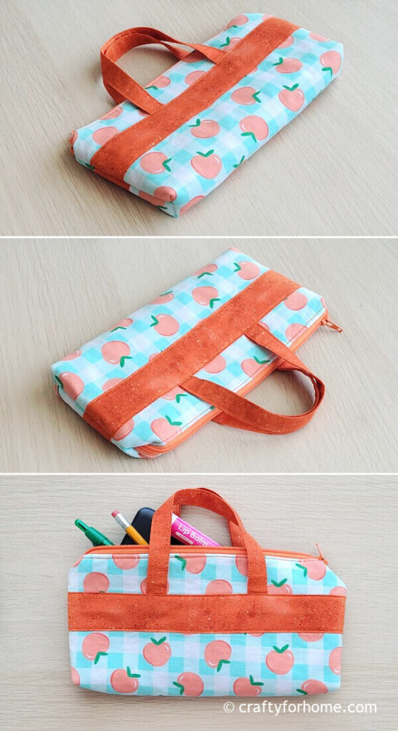 Peach Print Pencil Bag.