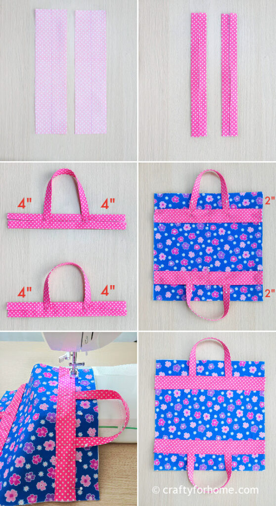 Sewing Pink Bag Strap.