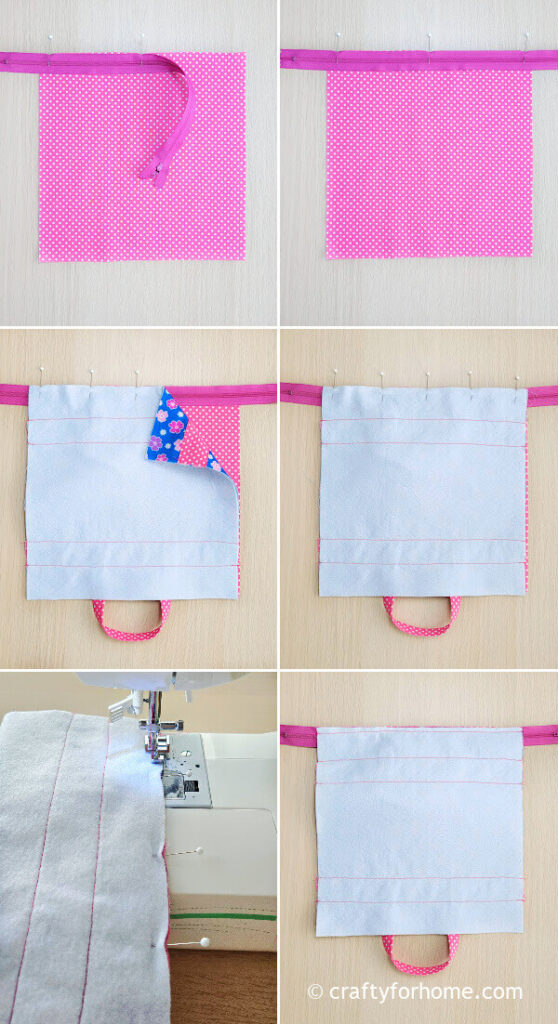 Sewing Pink Zipper.