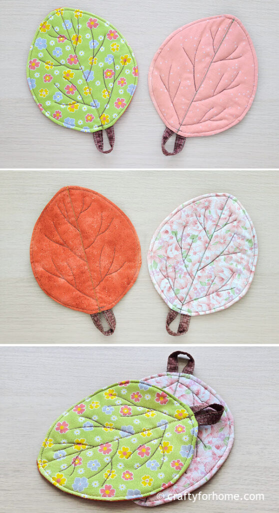 Green and orange leaf coaster.