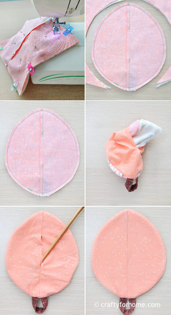 Sewing the coaster.