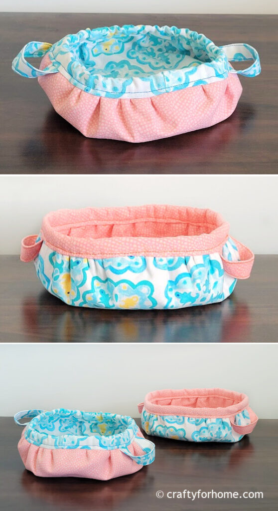 Gathered Round Basket From Fabric.