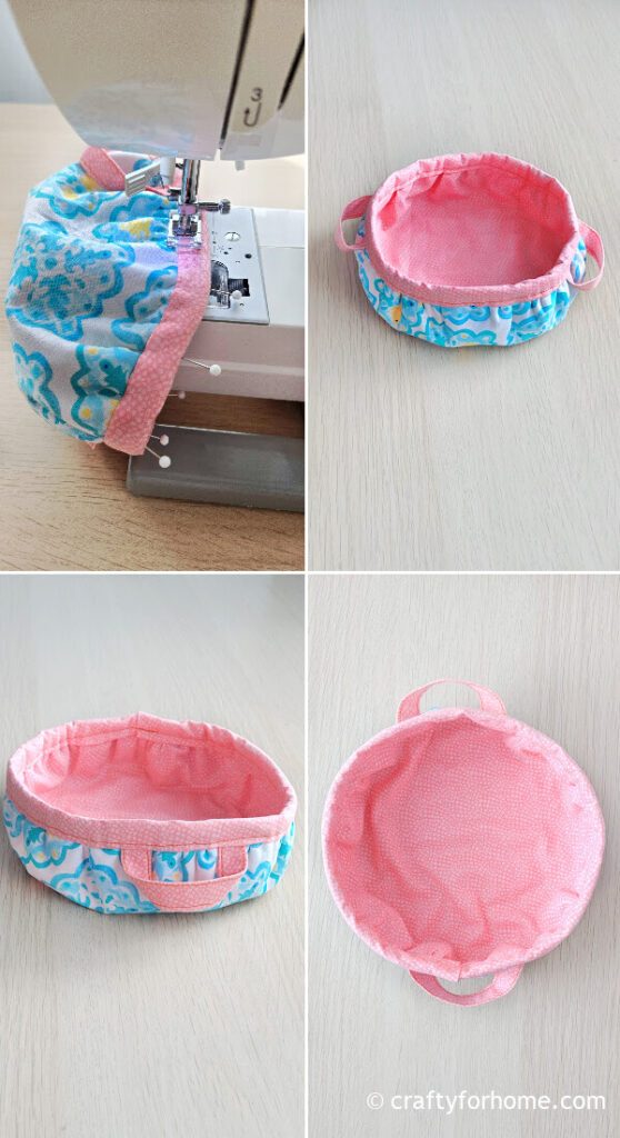 Sewing Binding On Basket.