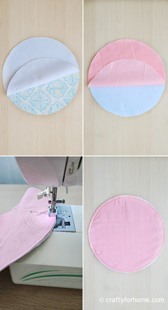 Sewing Pink Fabric Circle.